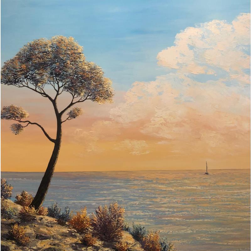 Painting Calme et volupté by Blandin Magali | Painting Figurative Landscapes Marine Oil