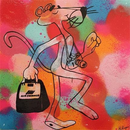 Peinture Pink Panther On Holiday par Kikayou | Tableau Pop-art Graffiti Icones Pop