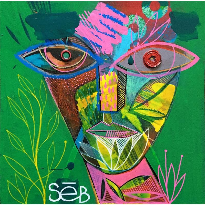 Painting Mata jangäla by Seb | Painting Raw art Portrait Wood Acrylic