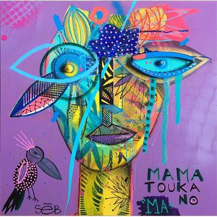 Peinture Mama Toukano Ma par Seb | Tableau Art Singulier Acrylique, bois Portraits