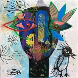 Peinture MaÏma Koko par Seb | Tableau Art Singulier Acrylique, bois Portraits