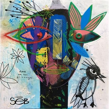 Gemälde MaÏma Koko von Seb | Gemälde Art brut Acryl, Holz Porträt