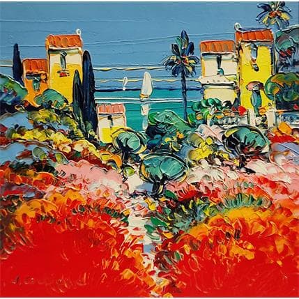 Peinture Vacances à Beaulieu par Corbière Liisa | Tableau Figuratif Huile Marine, Paysages