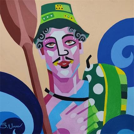 Painting A LA PLAYA by S.Uria | Painting Figurative Acrylic Portrait