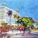 Peinture Cannes, beau temps sur la Croisette par Frédéric Thiery | Tableau Figuratif Urbain Scènes de vie Carton Acrylique