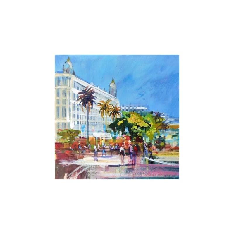 Peinture Cannes, beau temps sur la Croisette par Frédéric Thiery | Tableau Figuratif Urbain Scènes de vie Carton Acrylique