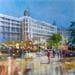 Painting Cannes, le Carlton  by Frédéric Thiery | Painting Figurative Urban Cardboard Acrylic
