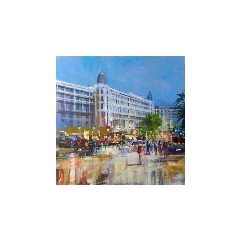 Painting Cannes, le Carlton  by Frédéric Thiery | Painting Figurative Urban Cardboard Acrylic