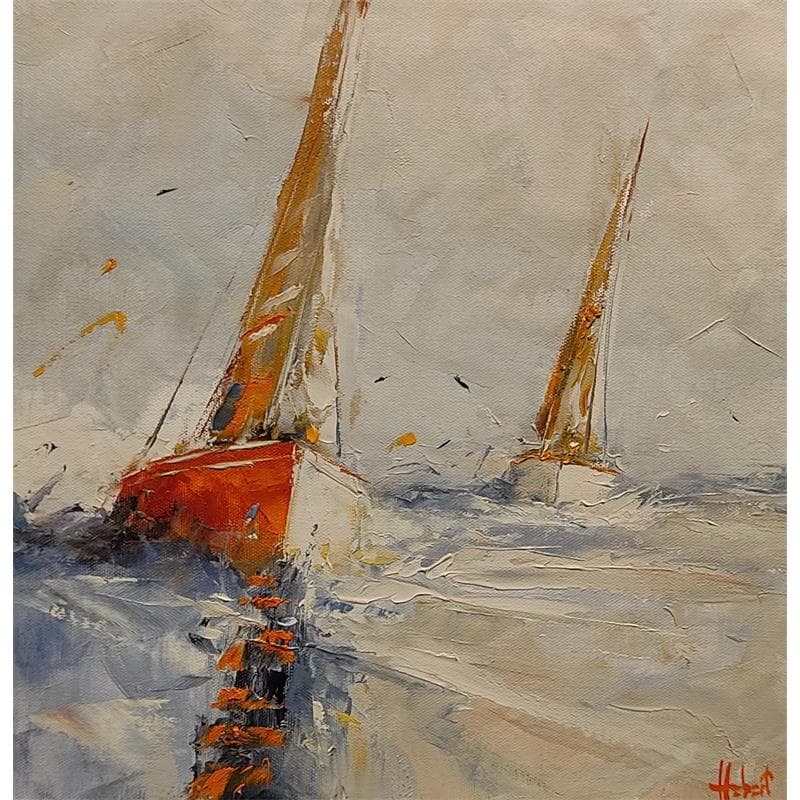 Gemälde En orange von Hébert Franck | Gemälde Figurativ Marine Öl