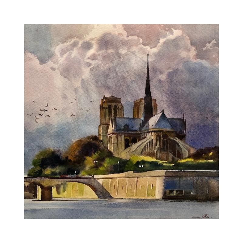 Peinture Paris 1 par Khodakivskyi Vasily | Tableau Aquarelle