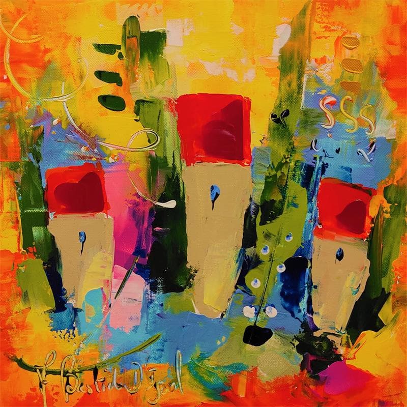 Peinture EN ETE A LA CAMPAGNE par Bastide d´Izard Armelle | Tableau Abstrait Paysages Acrylique