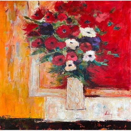 Peinture Anemones de Lourmain par Vaudron | Tableau Figuratif Gouache Natures mortes