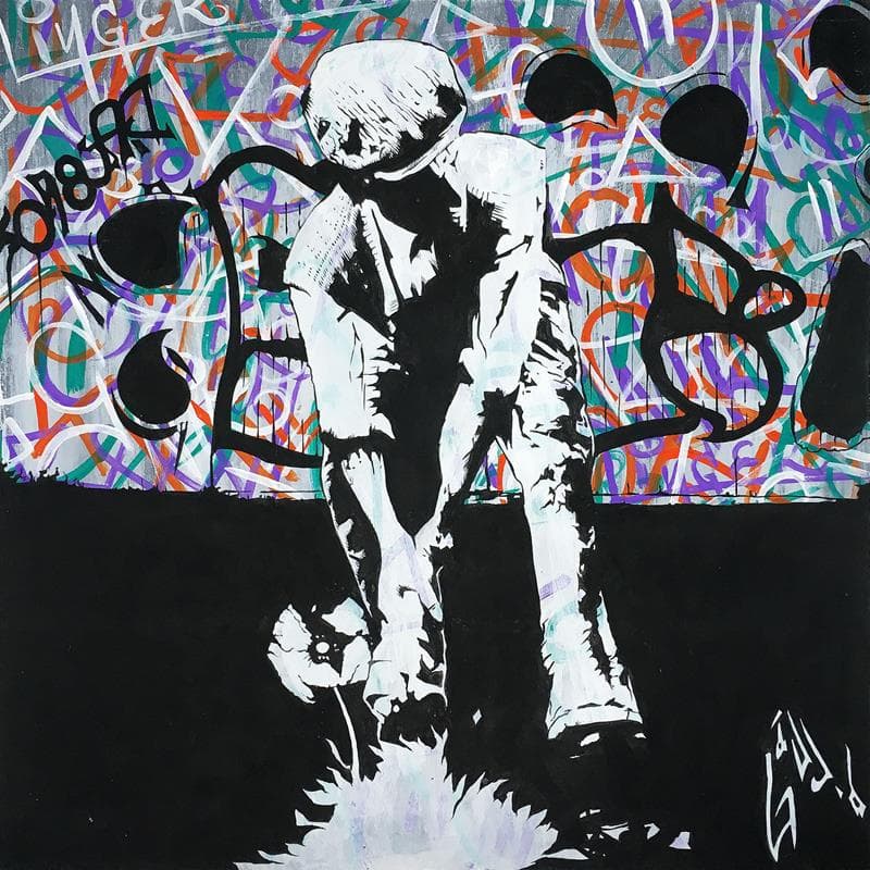 Peinture Plant a flower par Di Vicino Gaudio Alessandro | Tableau Street Art Scènes de vie Acrylique