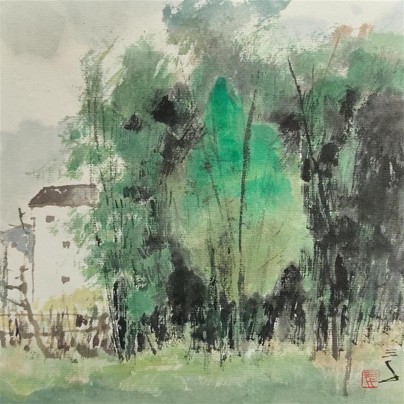 Gemälde Bamboo trees  von Sanqian | Gemälde Figurativ Landschaften