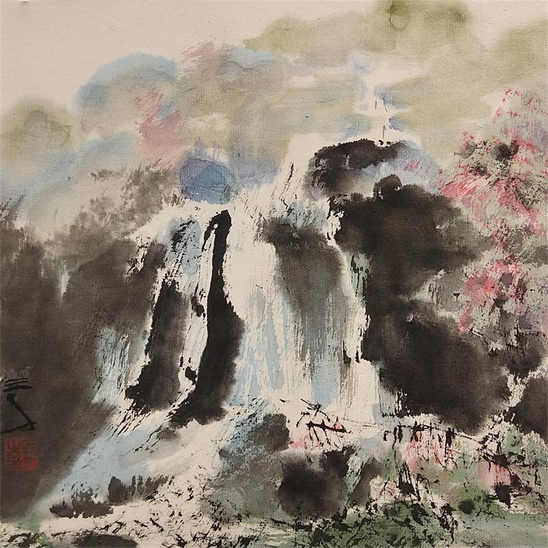 Painting In Spring by Sanqian | Painting Figurative Landscapes