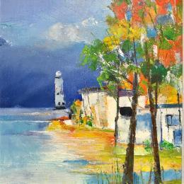 Pintura La pointe aux eucalyptus por Menant Alain | Pintura Figurativo Acrílico Marine