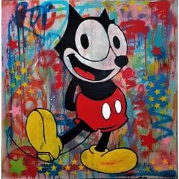Peinture Felix par Kikayou | Tableau Street Art Graffiti Animaux