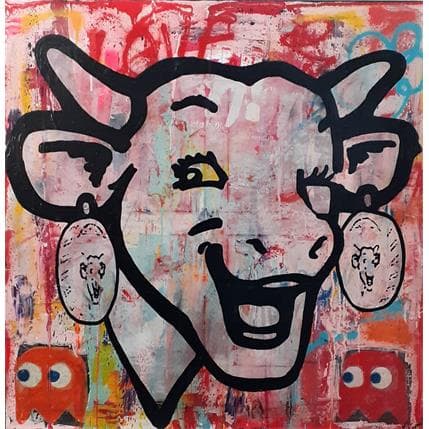 Painting La vache qui rit Happy by Kikayou | Painting Street art Graffiti Animals, Pop icons, Society