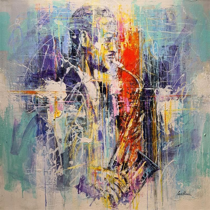 Painting Jazz Blue by Silveira Saulo | Painting Figurative Portrait Acrylic