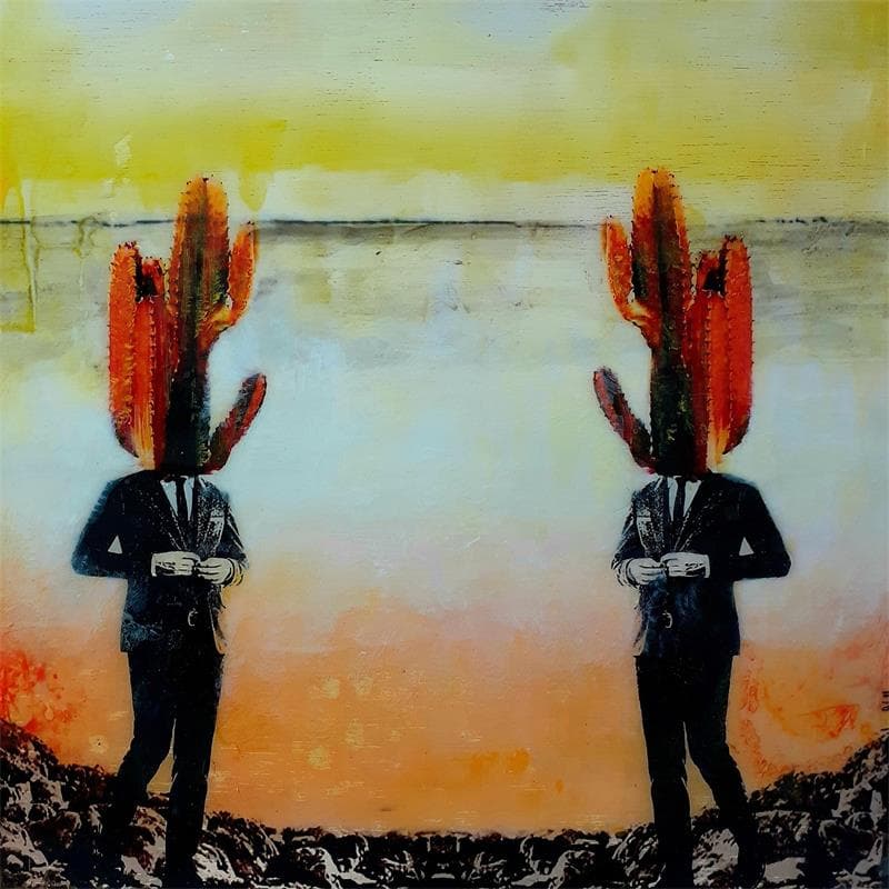 Peinture Trabajadores que pinchan par Bofill Laura | Tableau Figuratif Scènes de vie Acrylique