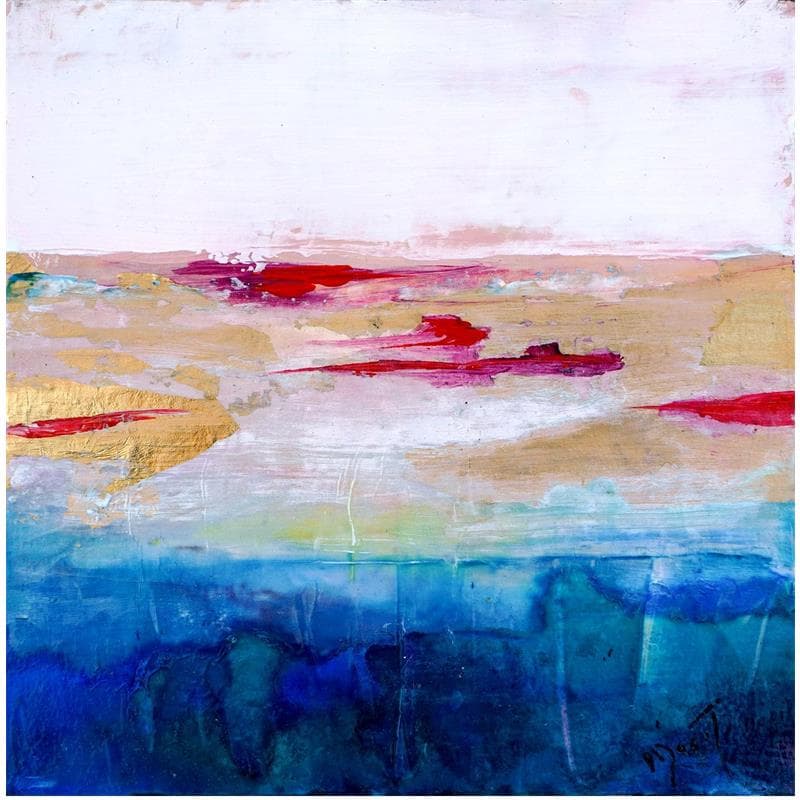 Painting Etang coloré by Droit Ode | Painting Abstract Minimalist Wood