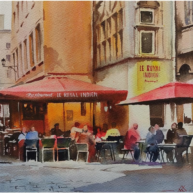 Painting Lyon J20-15 by Khodakivskyi Vasily | Painting Figurative Urban Watercolor