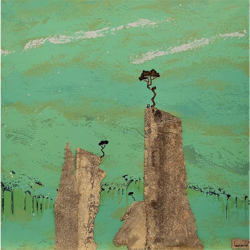 Painting La Nature et l'Homme  by Lemonnier  | Painting Subject matter Landscapes Minimalist Acrylic Zinc Upcycling