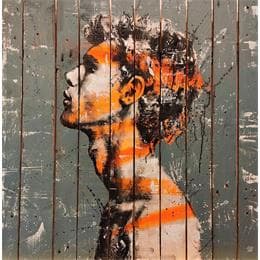 Peinture Beside Him  par Graffmatt | Tableau Street Art Acrylique, Bois Portraits
