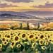 Painting Golden light of sunflowers by Requena Elena | Painting Oil