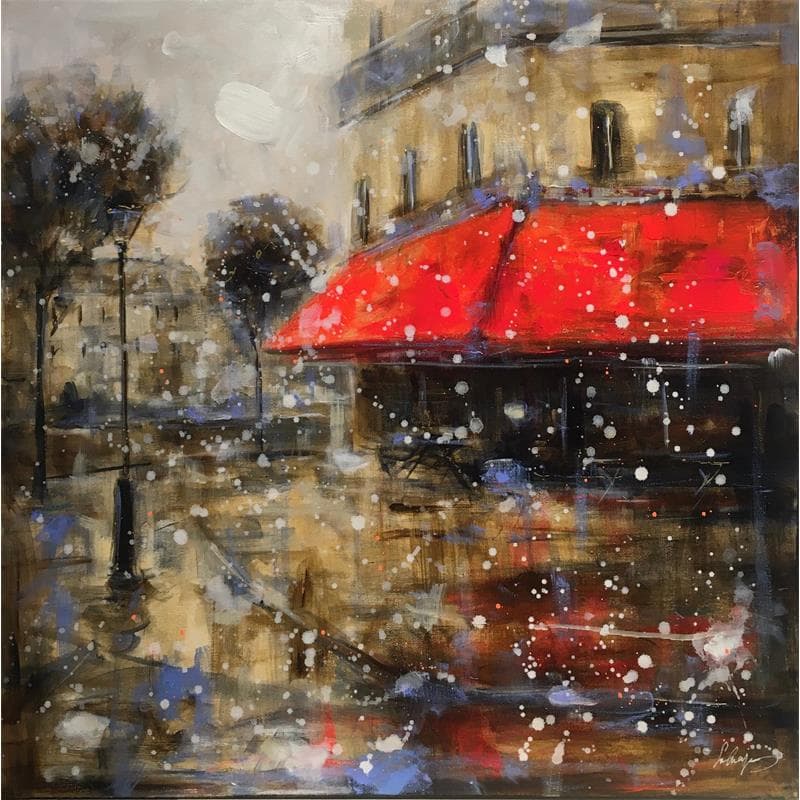 Painting Mon café by Solveiga | Painting Figurative Urban Acrylic