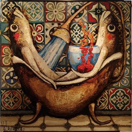 Gemälde Baño para dos von Villanueva Puigdelliura Natalia | Gemälde Figurativ Öl Marine