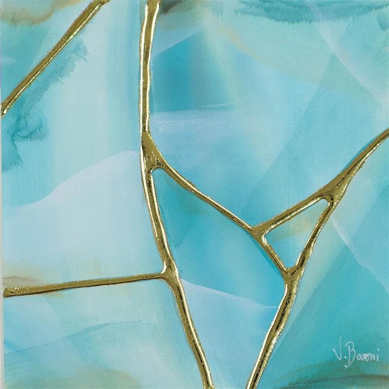 Painting Lagon kintsugi by Baroni Victor | Painting Abstract Minimalist Acrylic
