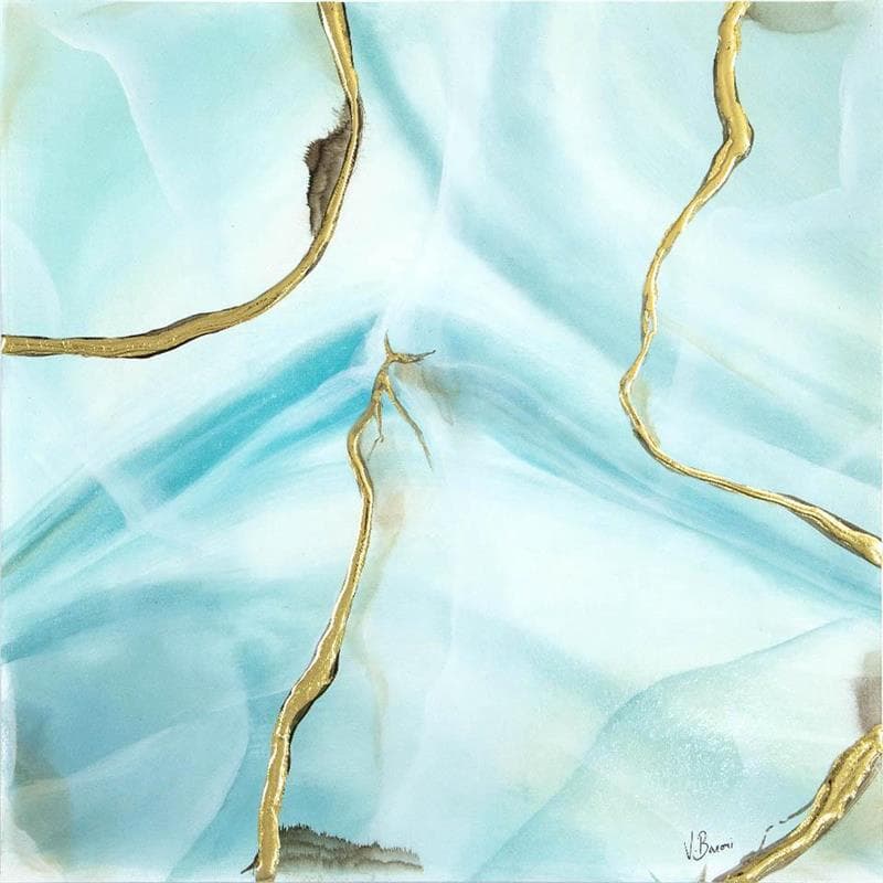 Gemälde Hémimorphite dorée I von Baroni Victor | Gemälde Abstrakt Minimalistisch Acryl