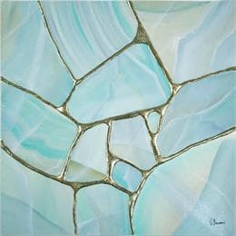 Painting Hémimorphite kintsugi by Baroni Victor | Painting Abstract Acrylic Minimalist