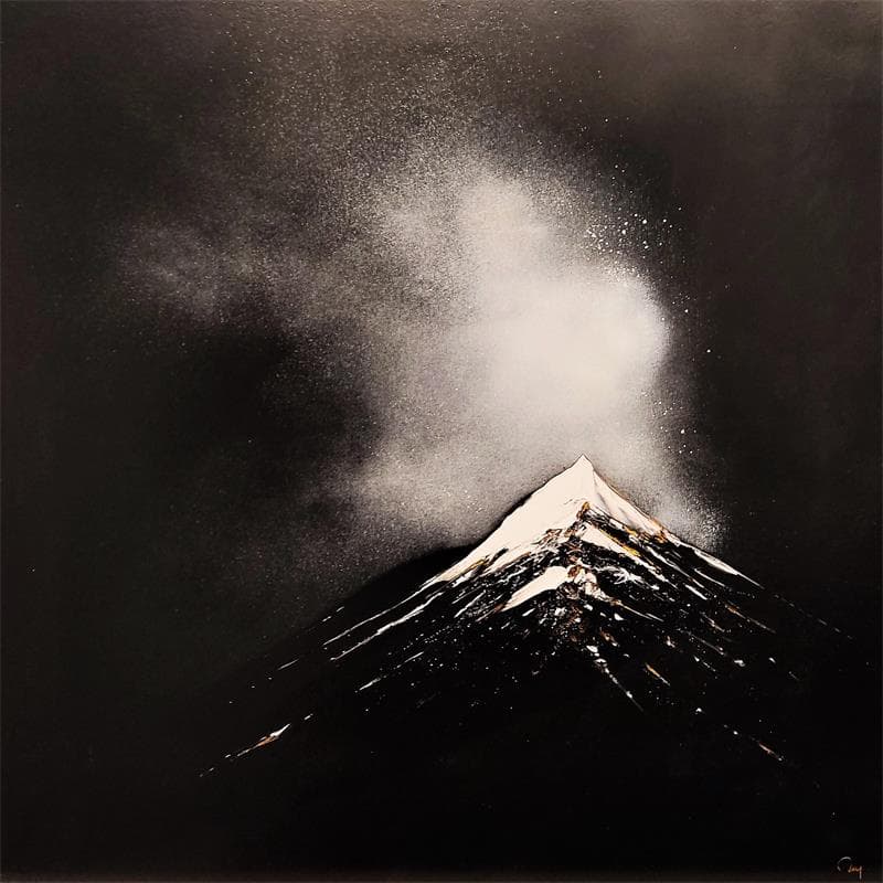 Painting Infinity by Rey Julien | Painting Figurative Landscapes Black & White Wood Acrylic