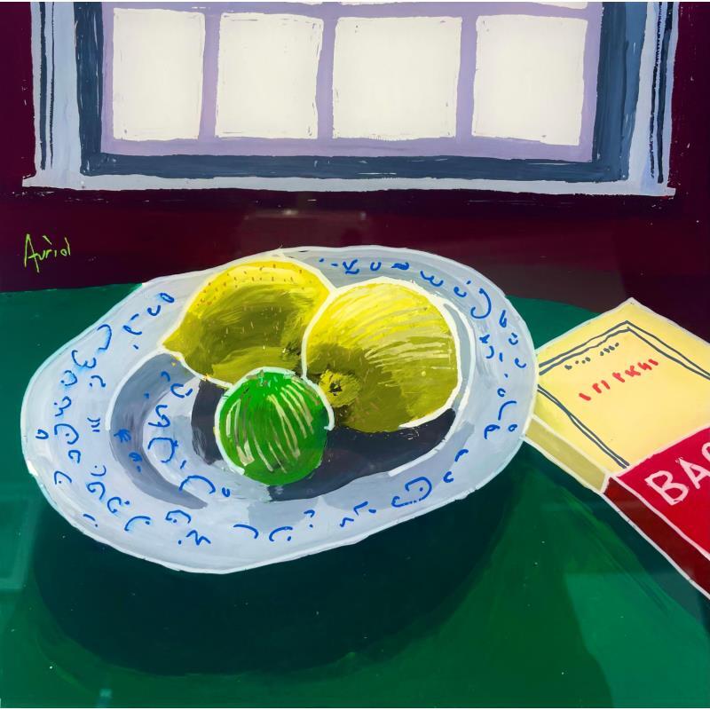 Peinture Les citrons et le Bacon par Auriol Philippe | Tableau Réalisme Natures mortes Plexiglas Acrylique Posca