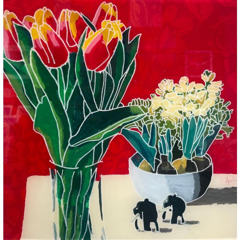 Peinture Les tulipes et les jacinthes par Auriol Philippe | Tableau Réalisme Natures mortes Plexiglas Acrylique Posca