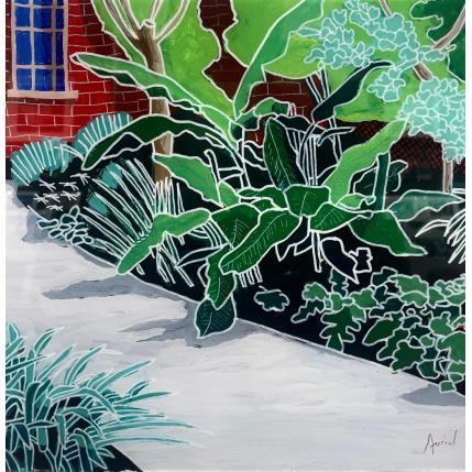 Peinture Le jardin et la maison en briques par Auriol Philippe | Tableau Réalisme Acrylique, Plexiglas, Posca Paysages