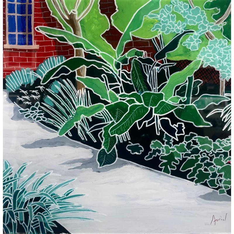 Peinture Le jardin et la maison en briques par Auriol Philippe | Tableau Réalisme Paysages Plexiglas Acrylique Posca