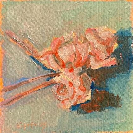 Peinture 3 ROSES par Morales Géraldine | Tableau Figuratif Acrylique, Huile Natures mortes