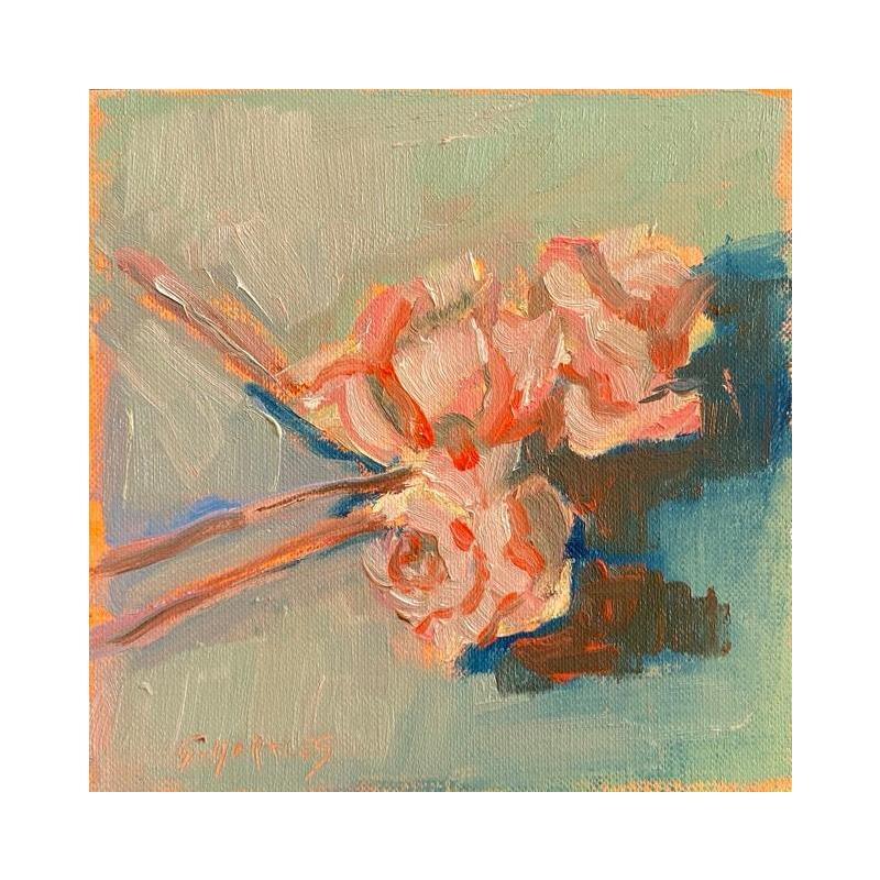 Painting 3 ROSES by Morales Géraldine | Painting Figurative Still-life Oil Acrylic