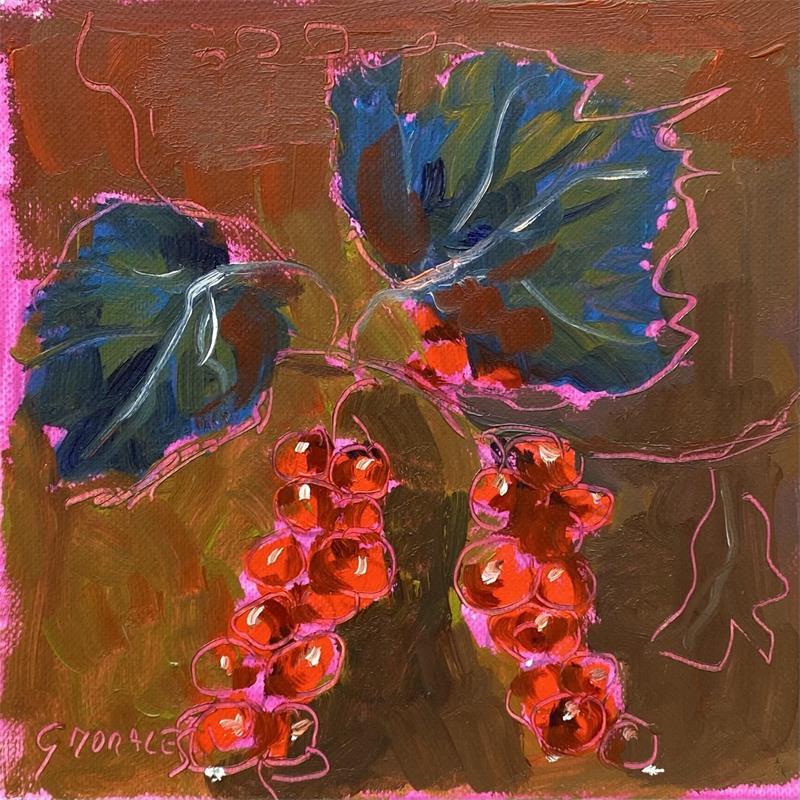 Peinture GROSEILLES par Morales Géraldine | Tableau Figuratif Natures mortes Huile Acrylique