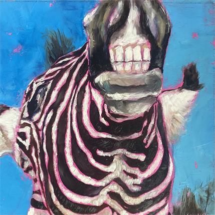 Peinture ZEBRE SOURIANT par Morales Géraldine | Tableau Figuratif Acrylique, Huile Animaux