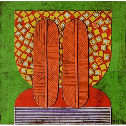 Painting Flat Head 1 by Ortiz Gustavo | Painting Figurative Gluing Life style