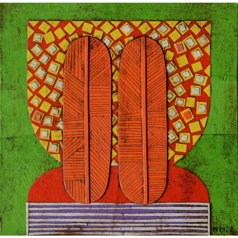 Gemälde Flat Head 1 von Ortiz Gustavo | Gemälde Figurativ Alltagsszenen Collage