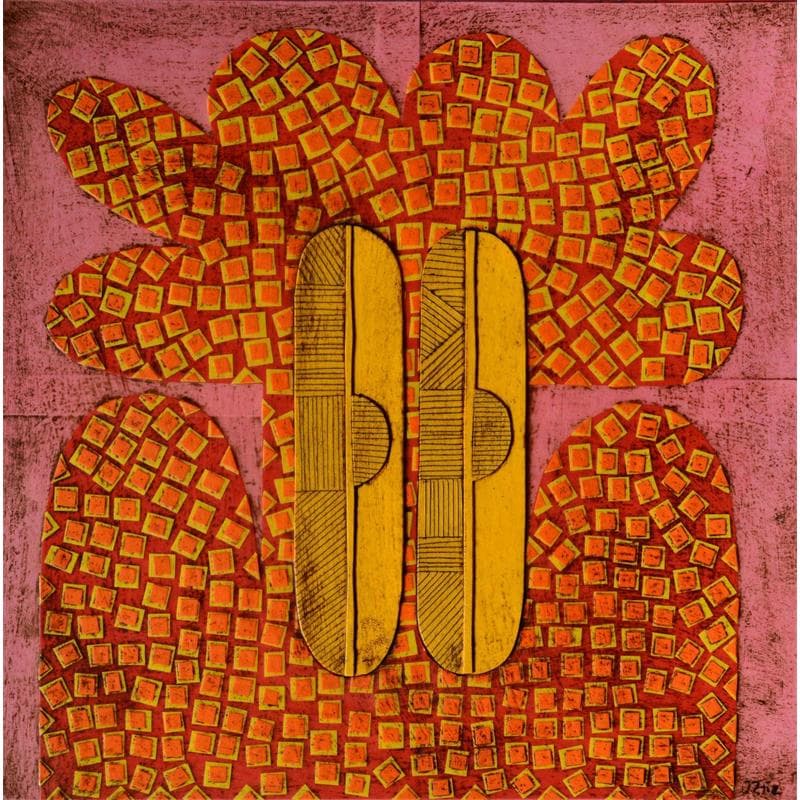 Painting Big Head Big Shoulders 2 by Ortiz Gustavo | Painting Figurative Life style Gluing