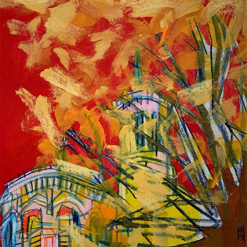 Painting Le ciel du soir by Anicet Olivier | Painting Figurative Urban Cardboard Acrylic