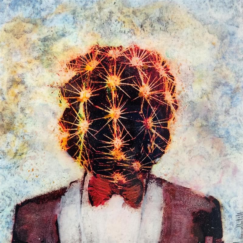 Gemälde Con su pajarita von Bofill Laura | Gemälde Figurativ Porträt Holz Acryl