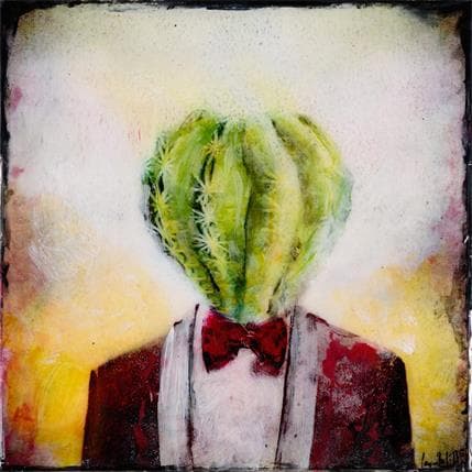 Peinture Cabeza verde par Bofill Laura | Tableau Figuratif Acrylique, Bois Portraits