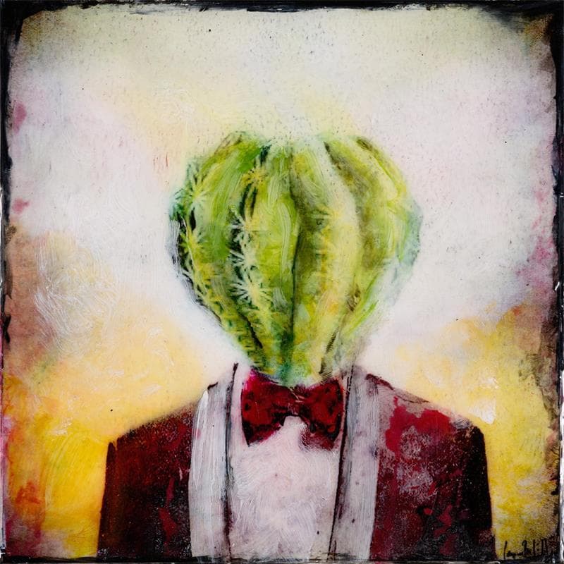 Gemälde Cabeza verde von Bofill Laura | Gemälde Figurativ Porträt Holz Acryl